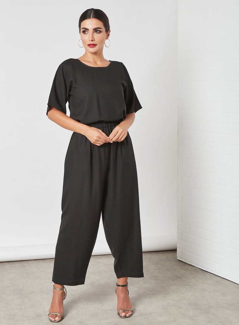 Bousni - 3-Piece Pleated Bisht Abaya Set Black - Image 1