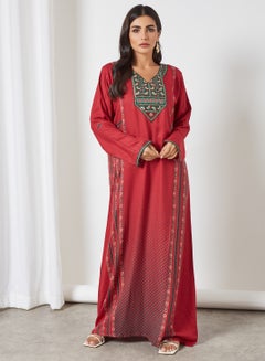 Polka Dot Print Jalabiya Red