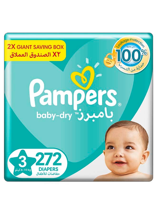 Pampers Aloe Vera Taped Diapers Size 3 2X Giant Box 272 Count  - Image 1