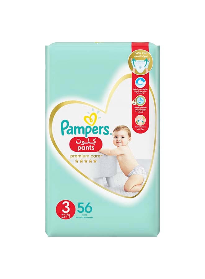 Pampers Premium Care Baby Pants Diapers, Size 3, 6 - 11 Kg, 112 Count (56 x 2) - Helps Prevent Rashes  - Image 2