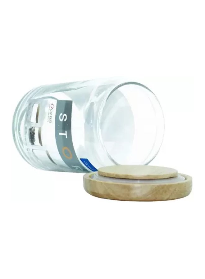 Ocean - 6-Piece Pop Jar Set With Wooden Lid Clear/Brown 750ml - Image 1