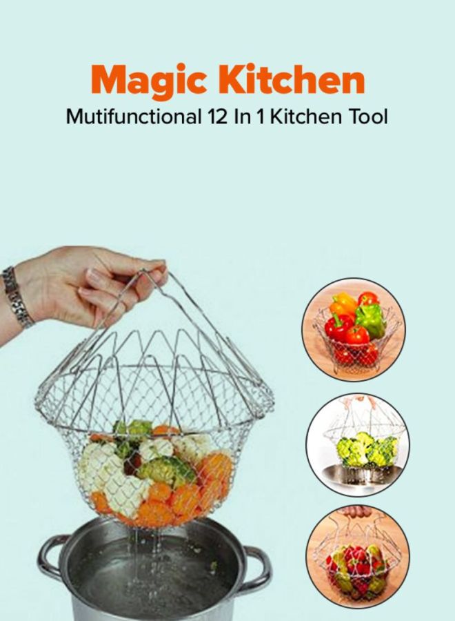 Cyber - 12-In-1 Multifunctional Folding Chef Basket Tool Silver - Image 1