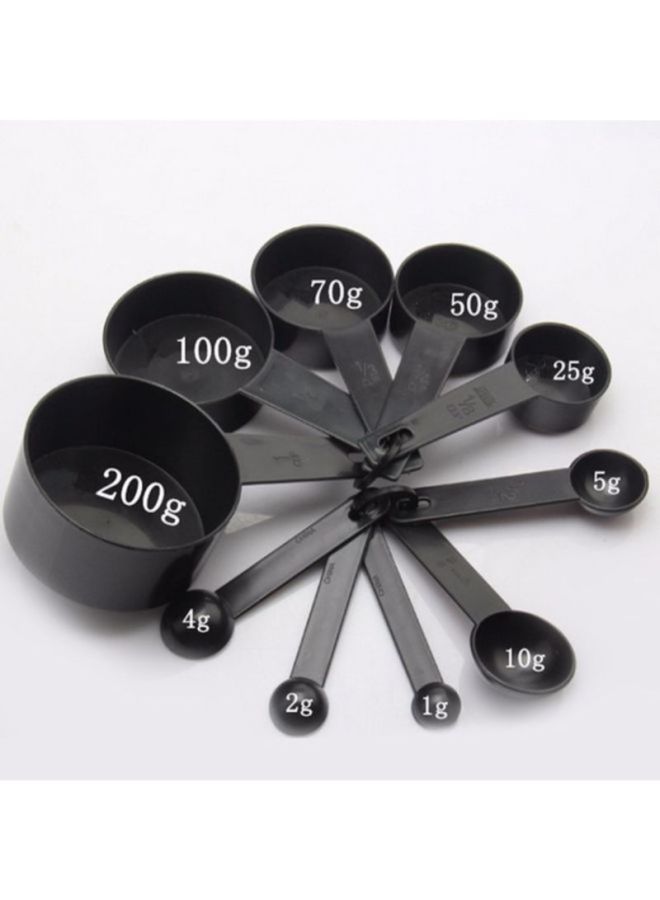 CYTHERIA - 10-Piece Cake Scoop Measuring Spoon Black Black 1G, 2G, 4G, 10G, 5G, 25G, 50G, 70G, 100G, 200grams - Image 1