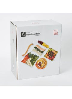 Home Box 6-Piece Nova Entertainment Serving Set White J Platter 27x27x3 cm, O Platter 25x25x6 cm, Platter 26x26x2 cm, Side Plate 27x22x2.5 cm, Oval Platter 33x3x3 cm, Tray 34.8x8.5x3cm  - Image 2