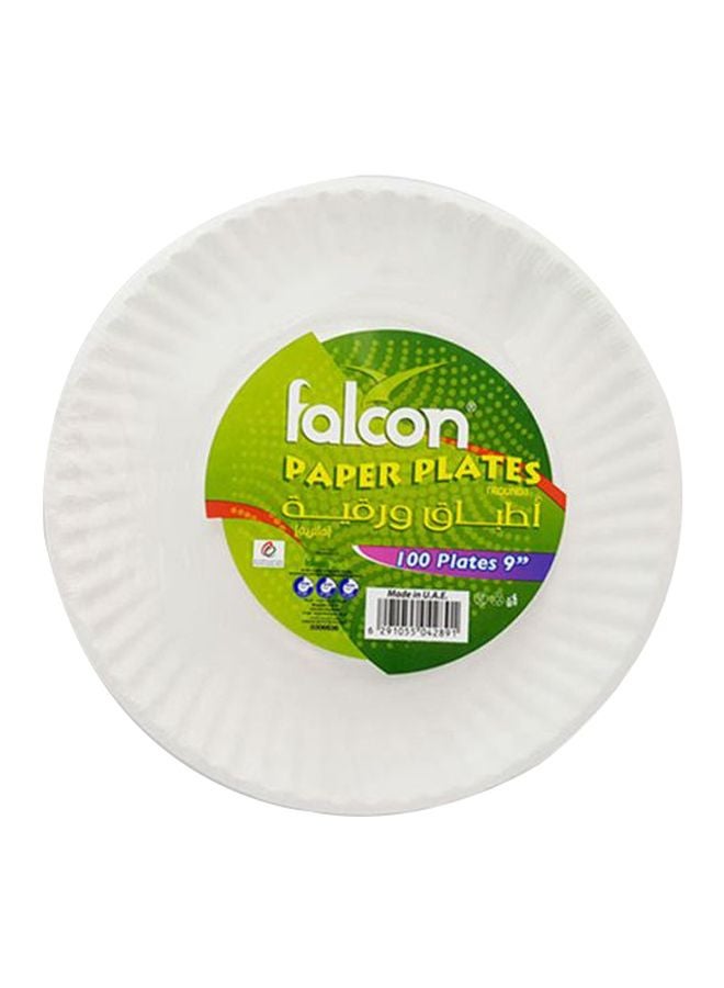 Falcon 100-Piece Disposable Plates White 9inch