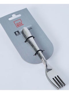 Home Box 6-Piece Hammered Cake Fork Set Silver 15x1.5x2.5cm  - Image 5
