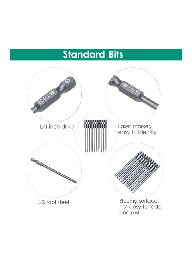 Generic - 10 Piece T10 Security Torx Bit Set Grey 13.7 x 0.8 x 8.3cm - Image 1