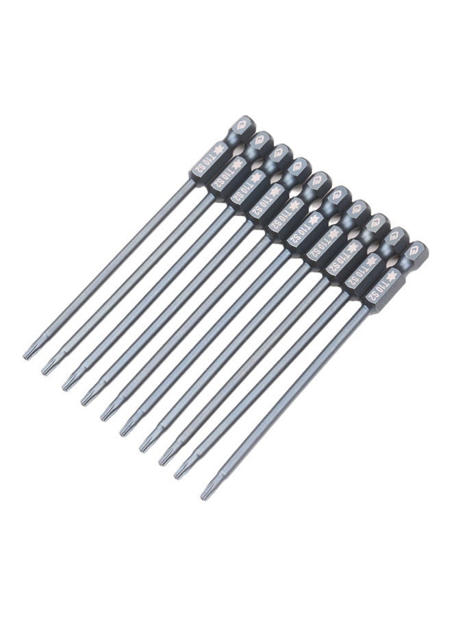 Generic - 10 Piece T10 Security Torx Bit Set Grey 13.7 x 0.8 x 8.3cm - Image 1
