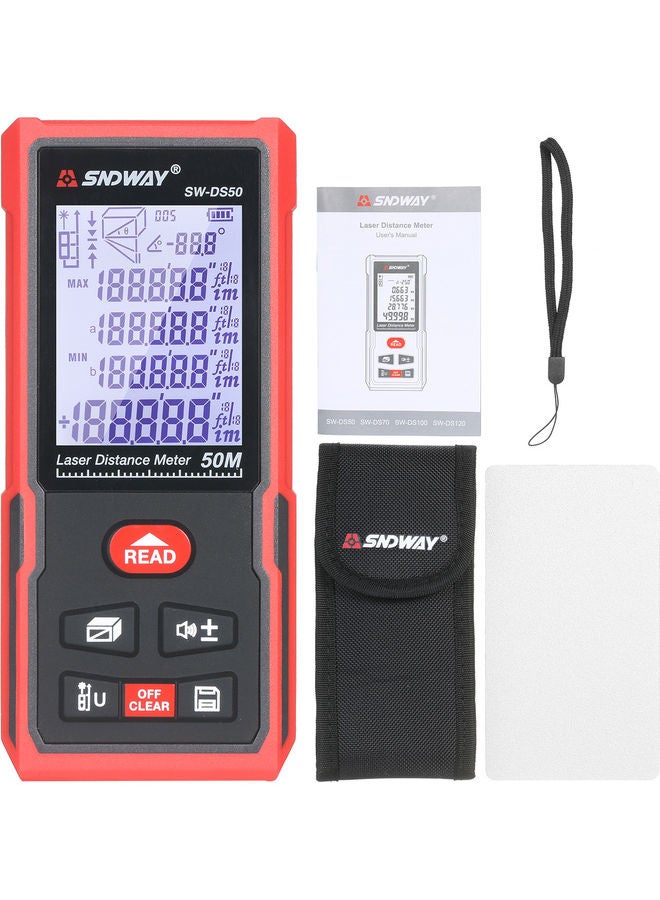 SNDWAY - 50 Meters Laser Distance Meter Black/Red - Image 1