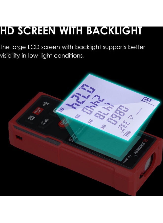SNDWAY - 50 Meters Laser Distance Meter Black/Red - Image 1