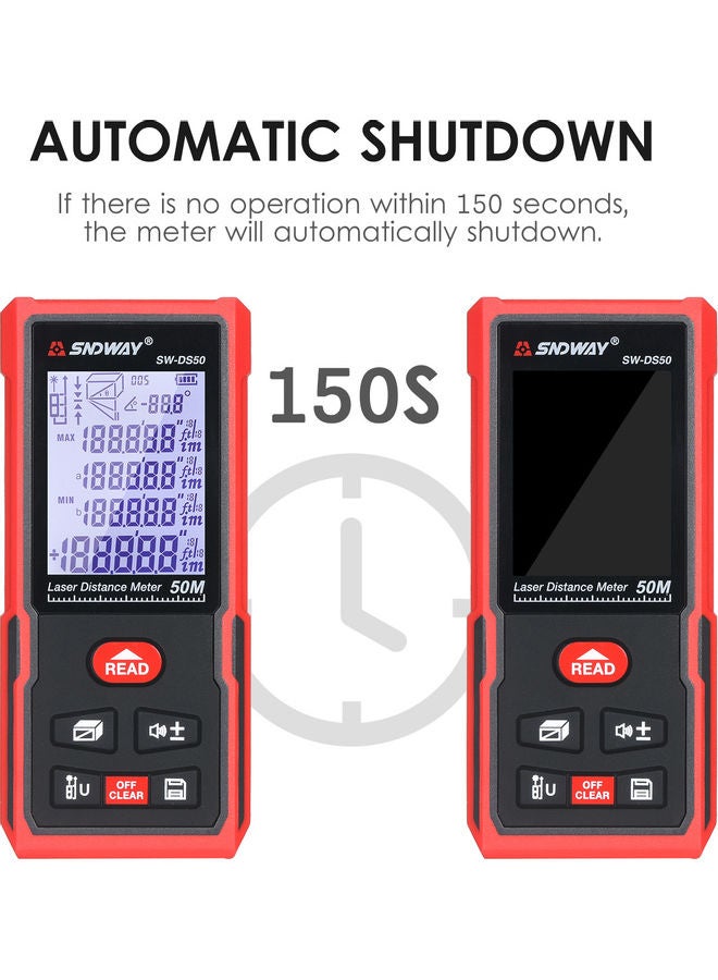 SNDWAY - 50 Meters Laser Distance Meter Black/Red - Image 1