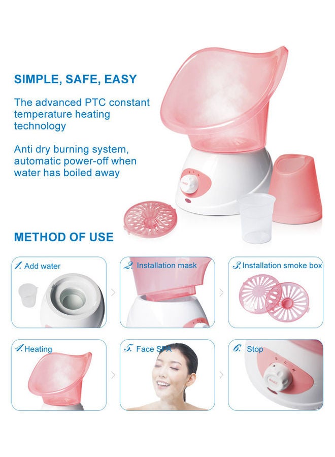 Face Steamer Facial SPA Professional Sauna With Hot Mist Moisturizing Sprayer Pink/White - Image 3