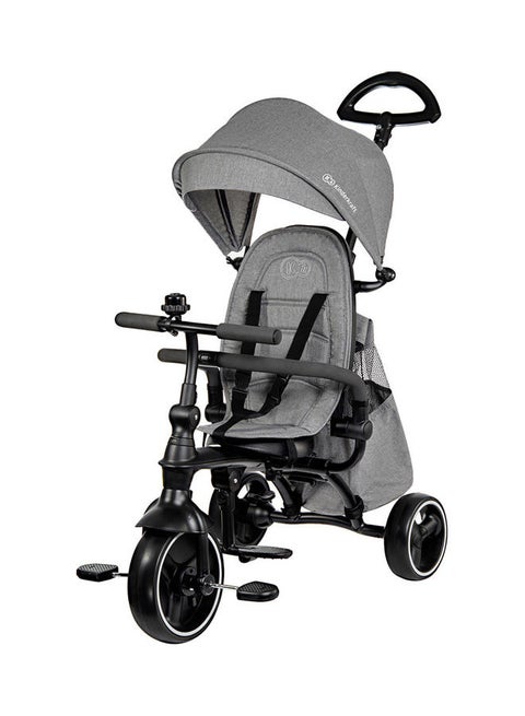 Tricycle Jazz, Baby Push Trike, 4 In 1, Compact Folding, Free Wheel Functions, With Sun Canopy, Parent Handle, Footrest, Accessories, Bag, Bell, From 9 Months To 3 Years, Gray 96.8 x 47 x 99.8 cmcm