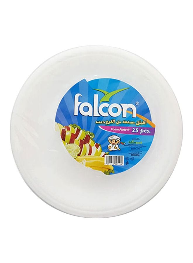Falcon 25-Piece Disposable Foam Plates White 9inch