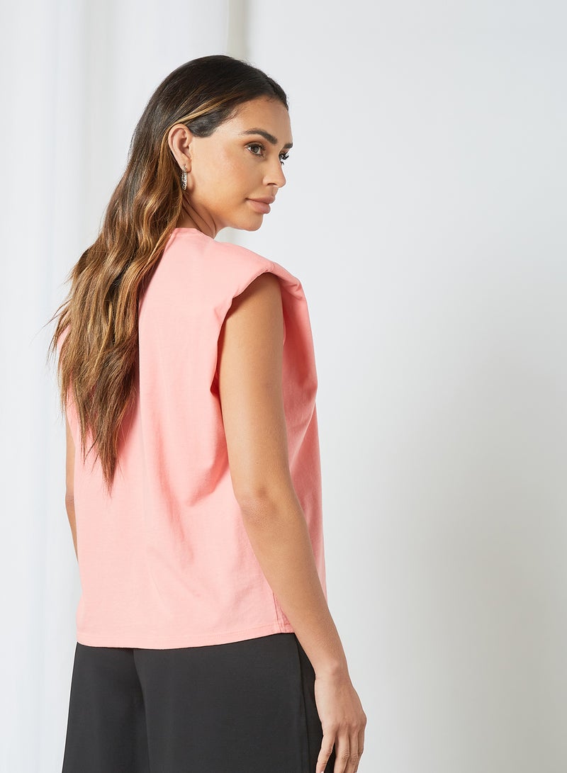 VERO MODA Padded Shoulder Top Geranium Pink  - Image 2