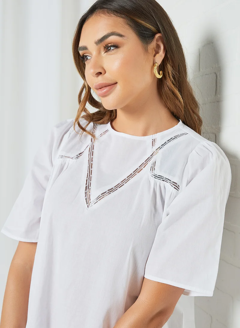 VERO MODA White Ruffle Hem Dress Snow White