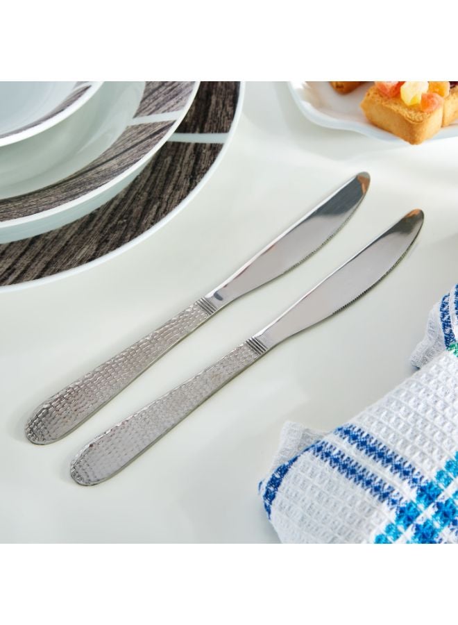 هوم بوكس طقم سكاكين مائدة مشكلة بالطرق مكون من قطعتين فضي 22.5x0.35x2.25سم - Image 2