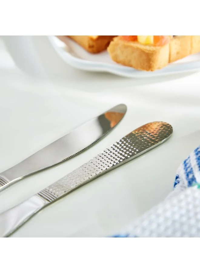 Home Box 2-Piece Hammered Table Knife Set Silver 22.5x0.35x2.25cm