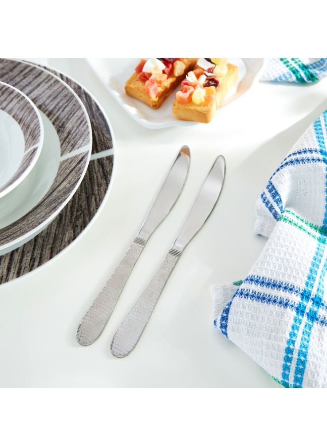 هوم بوكس طقم سكاكين مائدة مشكلة بالطرق مكون من قطعتين فضي 22.5x0.35x2.25سم - Image 4