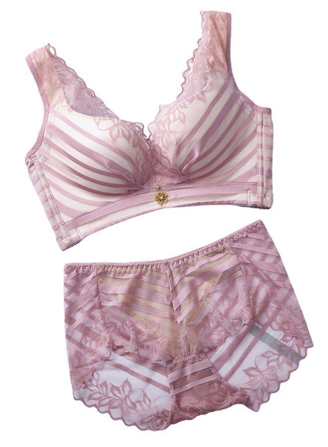 Comfy Beauty Back Thin Bra Panties Set Pink - Image 1