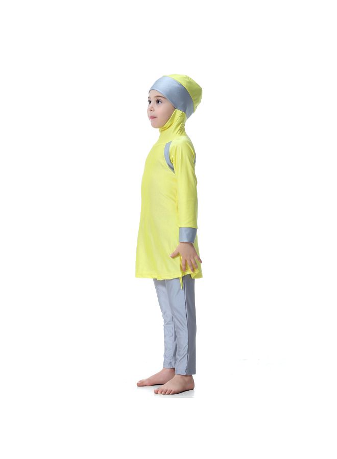 Muslim Conservative Fashion Long Sleeve Burkini Yellow/Blue - Image 5