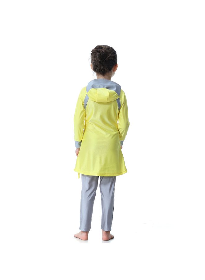 Muslim Conservative Fashion Long Sleeve Burkini Yellow/Blue - Image 4