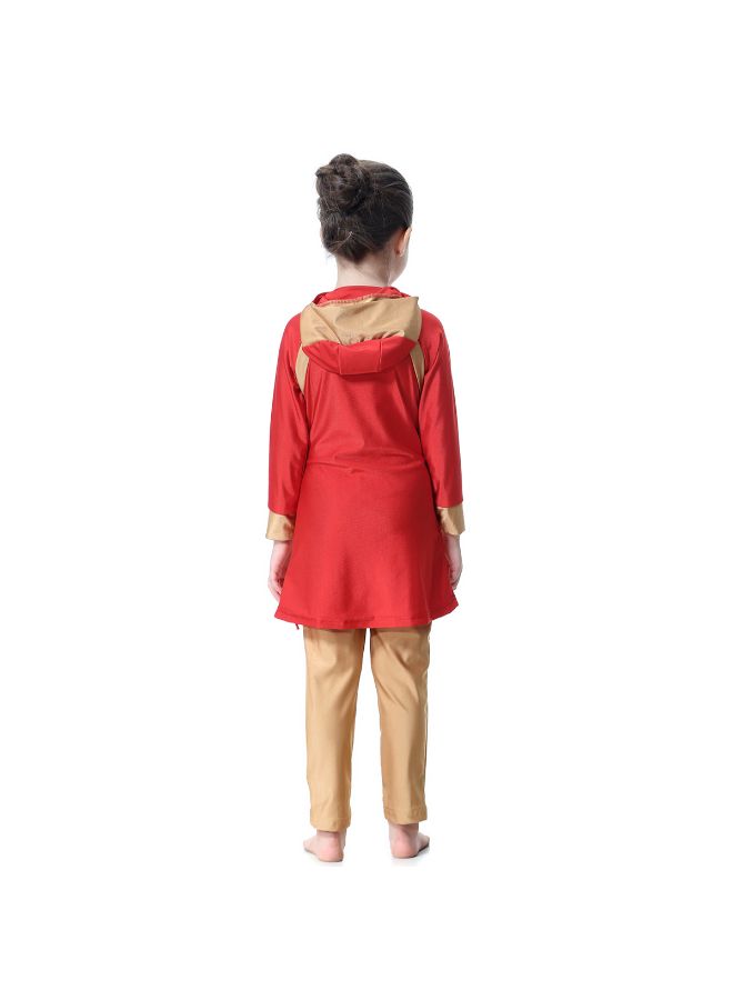 Muslim Conservative Fashion Long Sleeve Burkini Red/Gold - Image 3