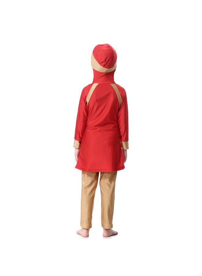 Muslim Conservative Fashion Long Sleeve Burkini Red/Gold - Image 2