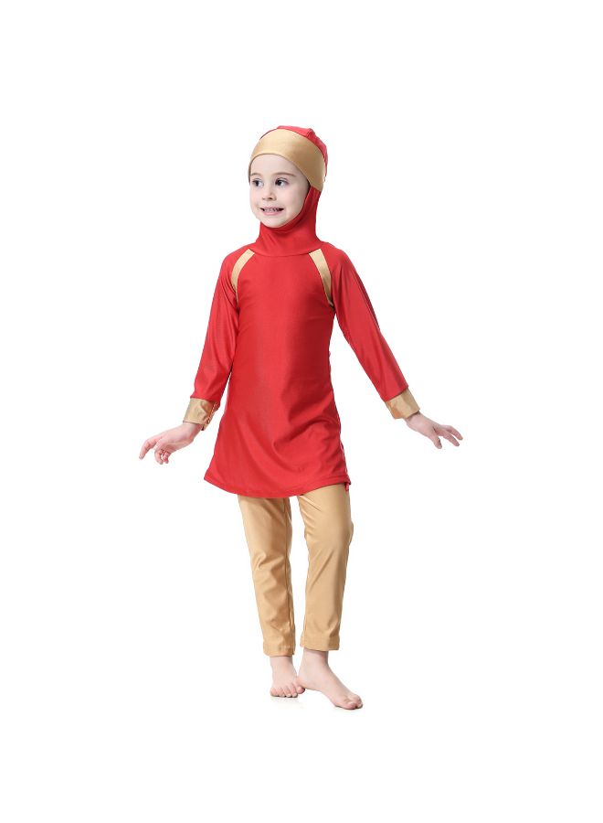 Muslim Conservative Fashion Long Sleeve Burkini Red/Gold - Image 4