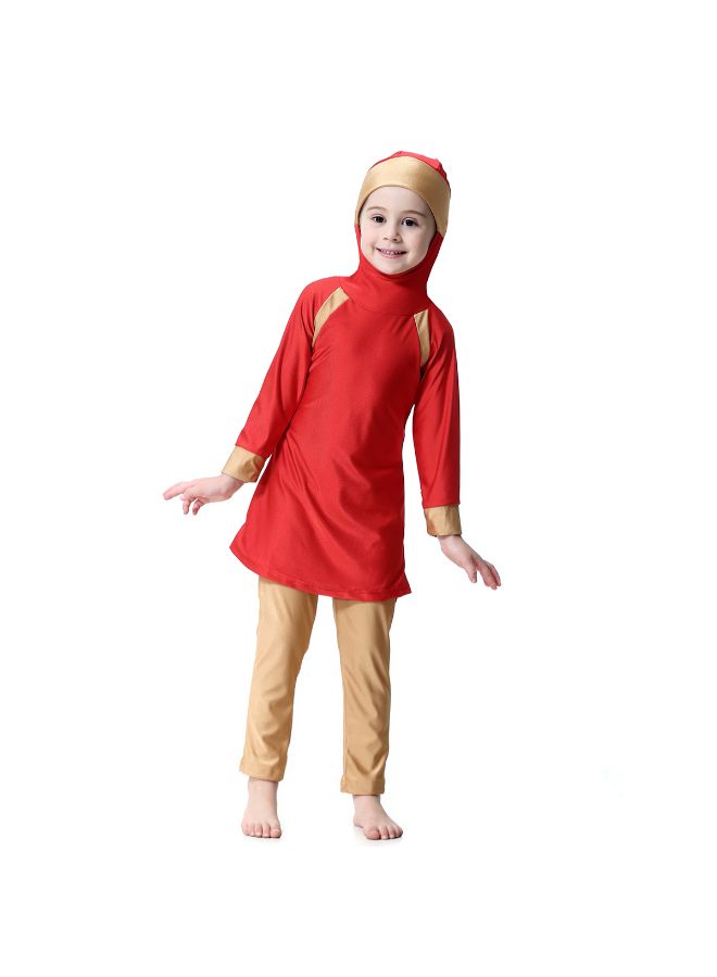 Muslim Conservative Fashion Long Sleeve Burkini Red/Gold - Image 5