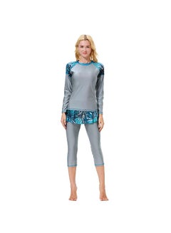Generic Fashion Long Sleeve Burkini Grey/Blue  - Image 2