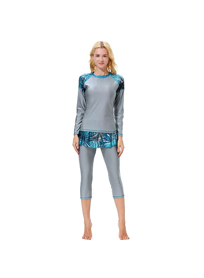 Fashion Long Sleeve Burkini Grey/Blue - Image 2