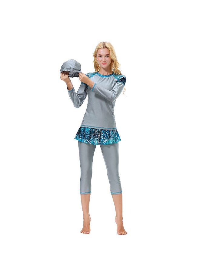 Fashion Long Sleeve Burkini Grey/Blue - Image 1