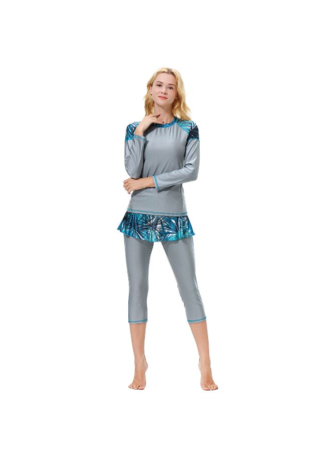 Fashion Long Sleeve Burkini Grey/Blue - Image 5