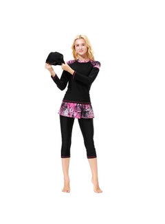 Generic Fashion Long Sleeve Burkini Black/Pink  - Image 1