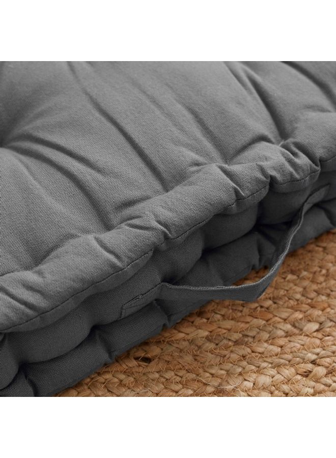 Home Box - Atlanta Solid Floor Cushion Cotton Grey 50x50cm - Image 1