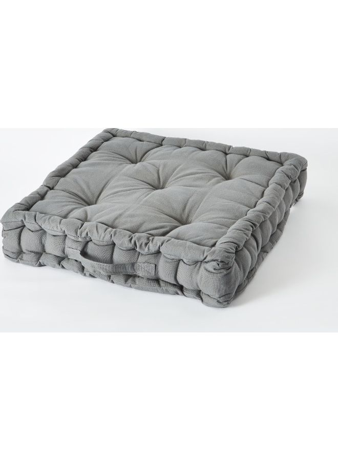 Home Box - Atlanta Solid Floor Cushion Cotton Grey 50x50cm - Image 1
