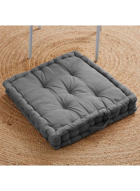 Atlanta Solid Floor Cushion Cotton Grey 50x50cm