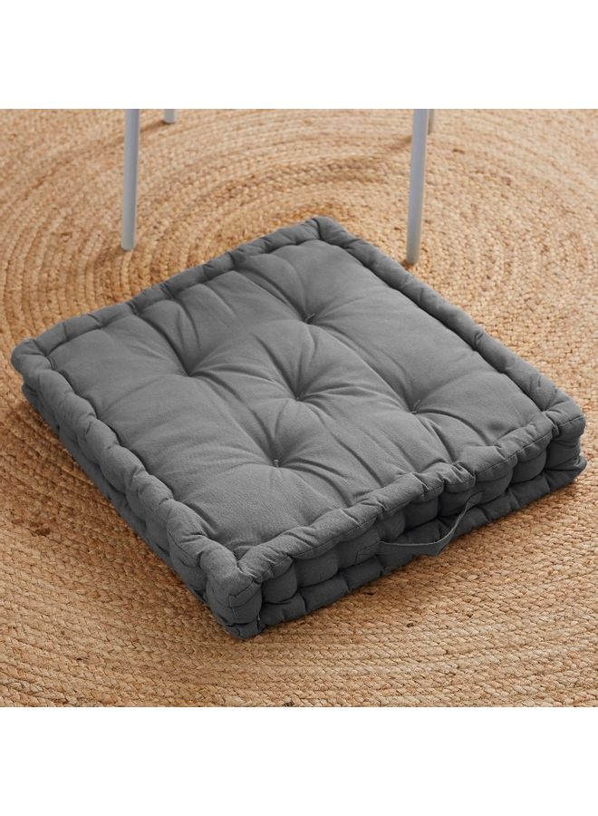 Home Box - Atlanta Solid Floor Cushion Cotton Grey 50x50cm - Image 1