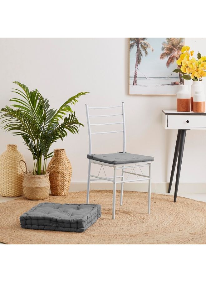 Home Box - Atlanta Solid Floor Cushion Cotton Grey 50x50cm - Image 1