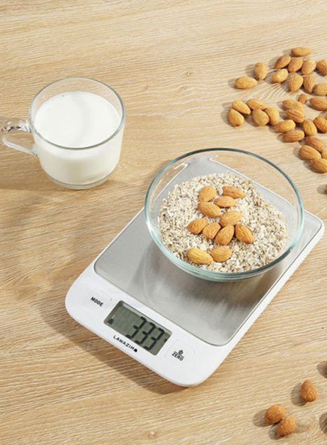LAWAZIM - Digital Precision Kitchen Scale White/Silver 25.6cm - Image 1