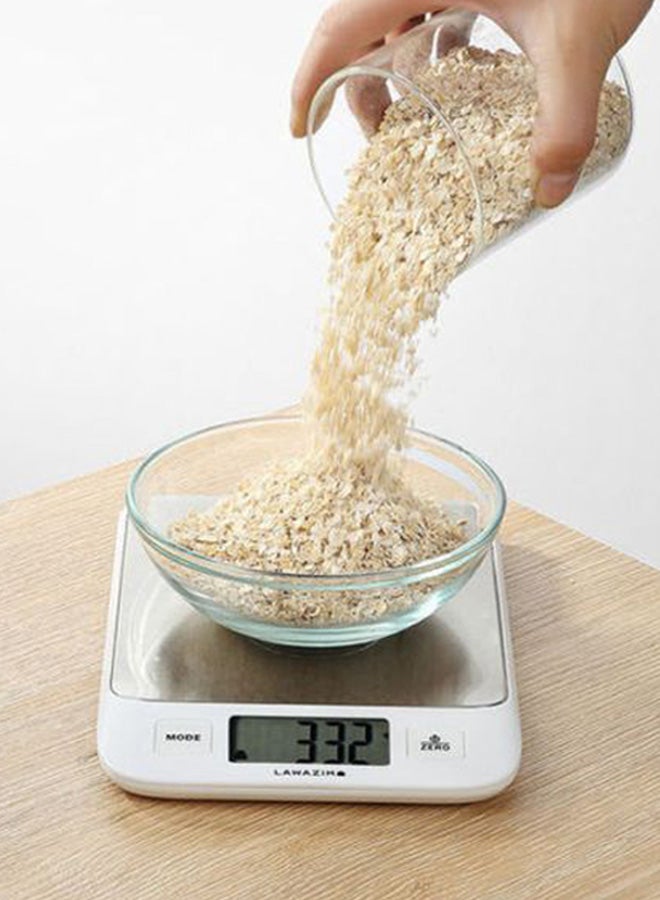 LAWAZIM - Digital Precision Kitchen Scale White/Silver 25.6cm - Image 1
