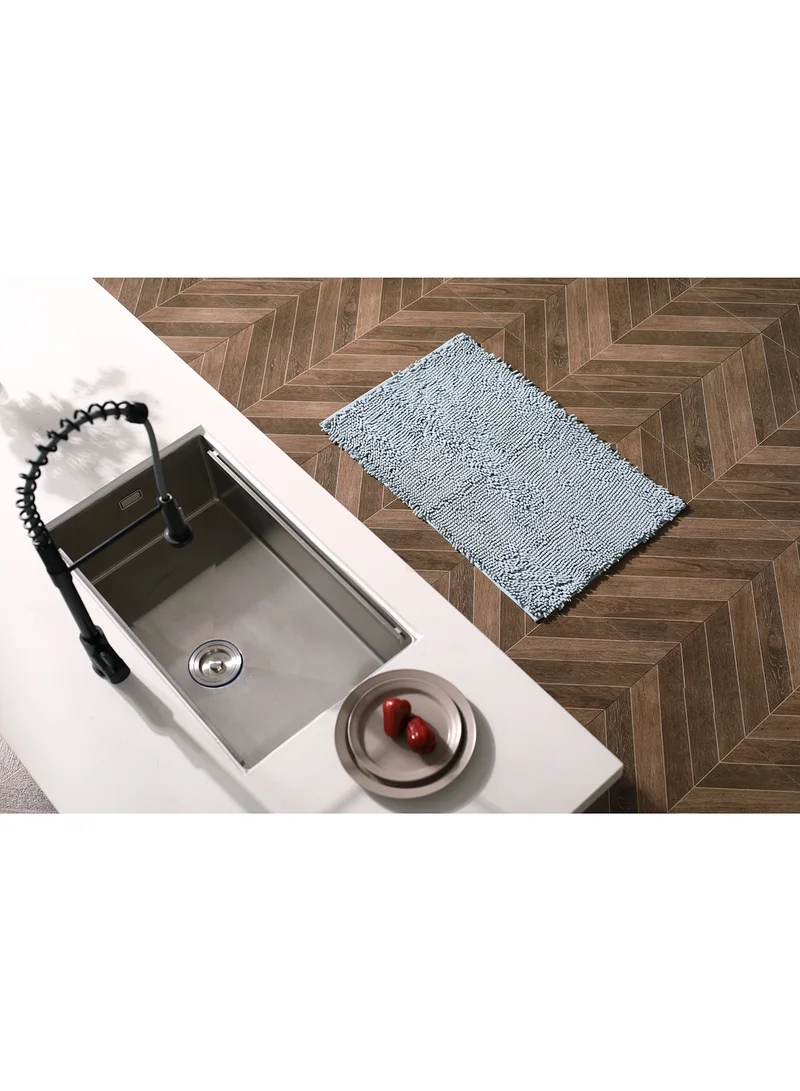 Noon East Bath Mat - 60X100 Cm - Shaggy - Spablue Color - Bathroom Mat Anti-Slip 61 x 99 cm Spa Blue