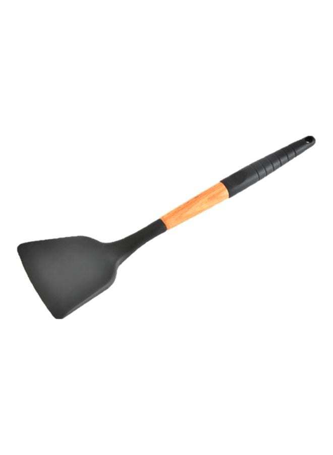 شاربدو مدوّرة لتقليب الأكل بسطح أملس من السيليكون أسود / بيج 32.3x8.1x2سم