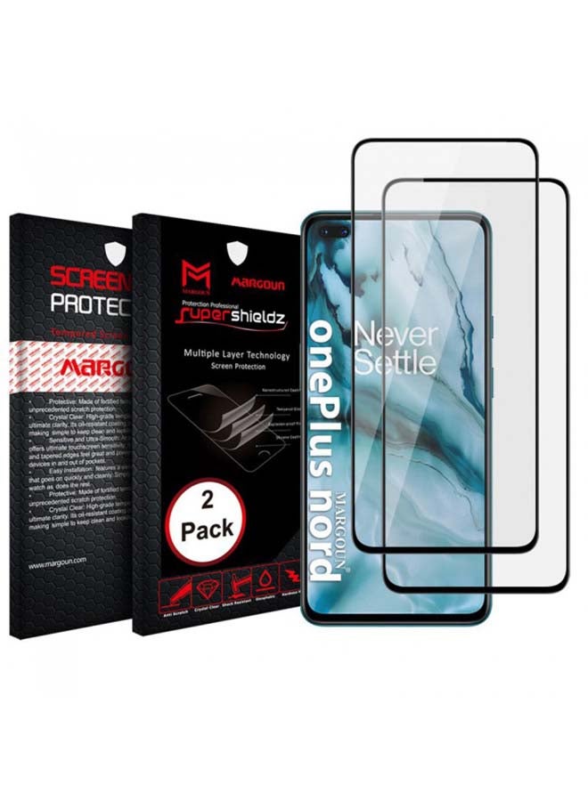 مارجون حزمة مكونة من لاصقتي حماية للشاشة سوبر شيلدز 3D لهاتف وان بلس نورد أسود / شفاف - Image 1
