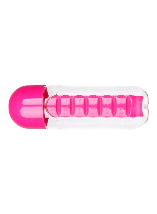 CYTHERIA - Plastic Water Bottle With Daily Pill Box Organizer Pink/Clear - Image 1