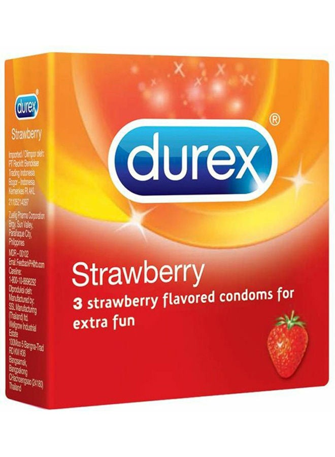 دوريكس طقم واقيات ذكرية بالفراولة من 3 قطع