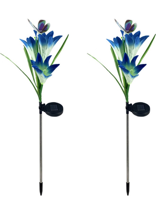 Generic 2Pcs Solar Lily Flower Lights For Garden Blue  - Image 1