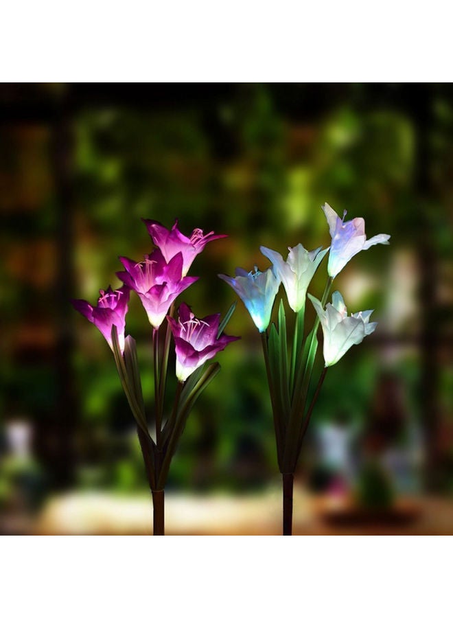 Generic 2Pcs Solar Lily Flower Lights For Garden Blue  - Image 2