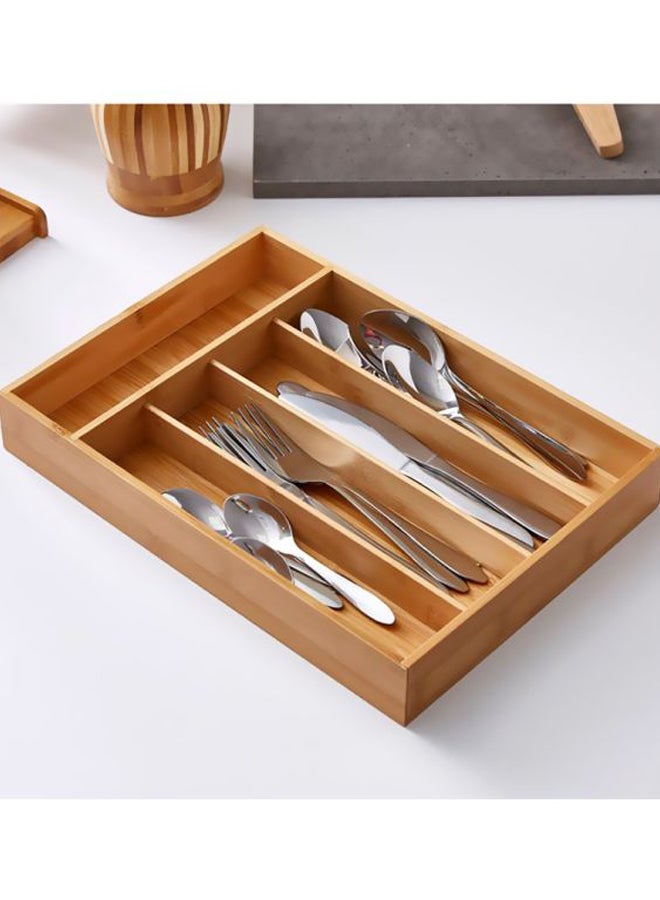 Home Box Bamboo Cutlery Tray Beige 35.5x25.4x5cm - Image 1